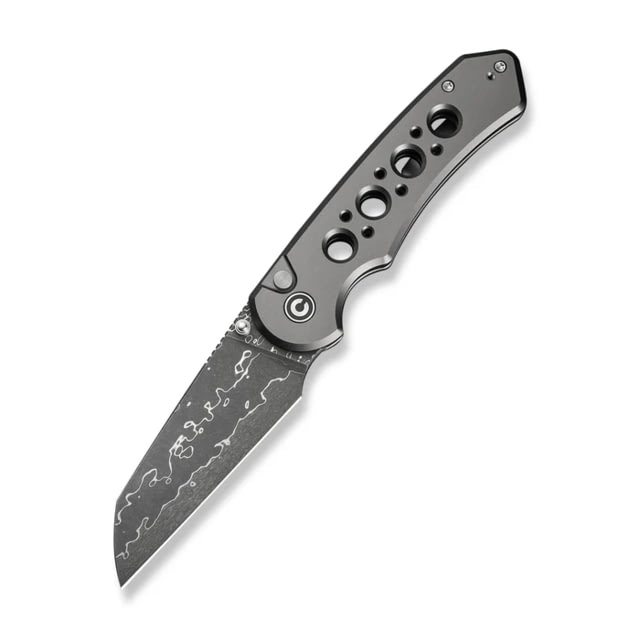 CIVIVI Pragma Prime Thumb Stud & Button Lock Knife Gray Aluminum Handle 3.49inch Damascus Blade - Civivi