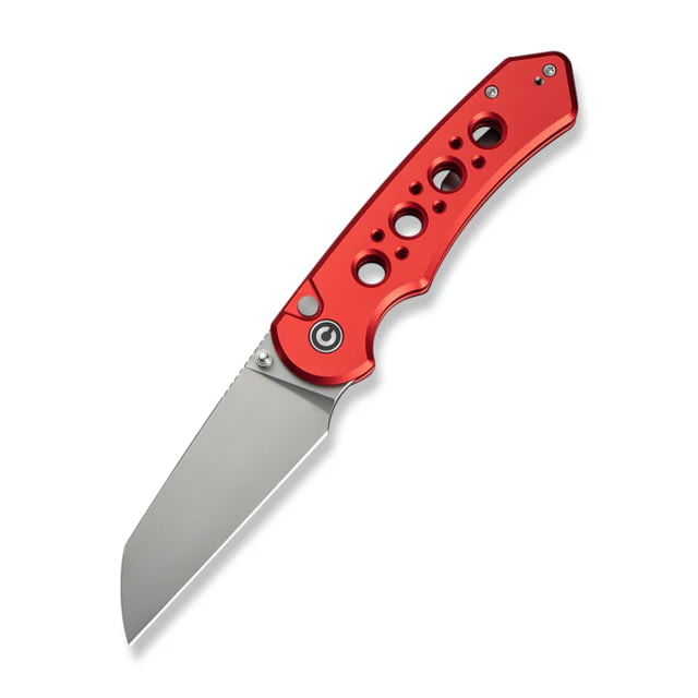 CIVIVI Pragma Prime Thumb Stud & Button Lock Knife Red Aluminum Handle 3.49inch Stonewashed 14c28n Blade - Civivi