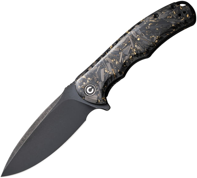 CIVIVI Praxis CIV 3.75 in Folding Knife Shredded carbon fiber and golden shred in clear resin