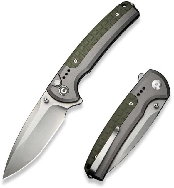 CIVIVI Sentinel Strike II Folding Knife 3.7 in Nitro-V Steel Stonewashed Blade Drop Point Blade Aluminum Gray Handle