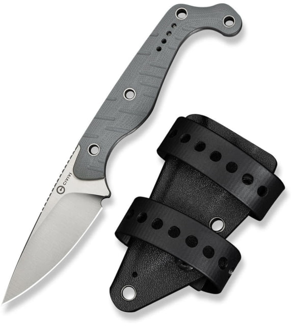 CIVIVI SOKN 2.82in Fixed Blade Knife Gray G10 Handle Stonewash Nitro-V Blade Kydex Sheath