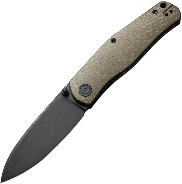 Civivi Knives Sokoke EDC 3.35" Folding Drop Point Plain Black Stonewashed 14C28N Steel Blade Green Textured Burlap Micarta Handle - Civivi
