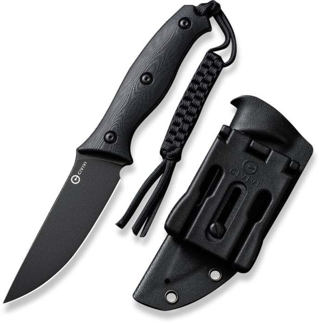 Civivi Knives Stormridge 3.92" Fixed Straight Back Plain Black Stonewashed Nitro-V Steel Blade Black Textured G10 Handle - Civivi