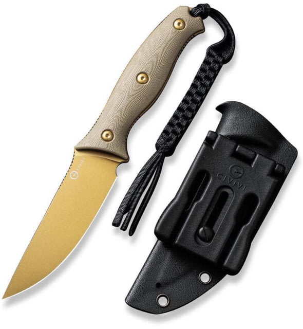 Civivi Knives Stormridge 3.92" Fixed Straight Back Plain Desert Tan Stonewashed Nitro-V Steel Blade Tan Textured G10 Handle - Civivi