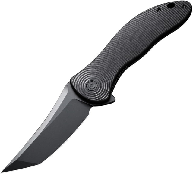 CIVIVI Synergy4 Black Folding Knife 5.38in Closed 4in Black Stonewash Nitro V Steel Tanto Blade Black Sculpted G10 Handle Nylon Case