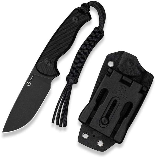 CIVIVI Timberbark Fixed Black G10 Handle 3.2inch Black Stonewashed 14c28n Blade With 1pc Black Lanyard Black Kydex Sheath & T-clip