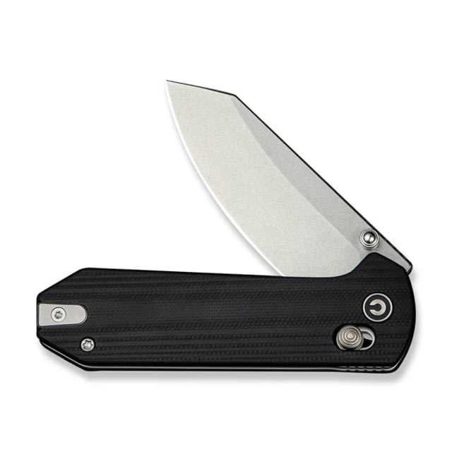 Civivi Knives Yonder 2.88" Folding Spey Point Plain Stonewashed 14C28N Steel Blade Black Textured G10 Handle