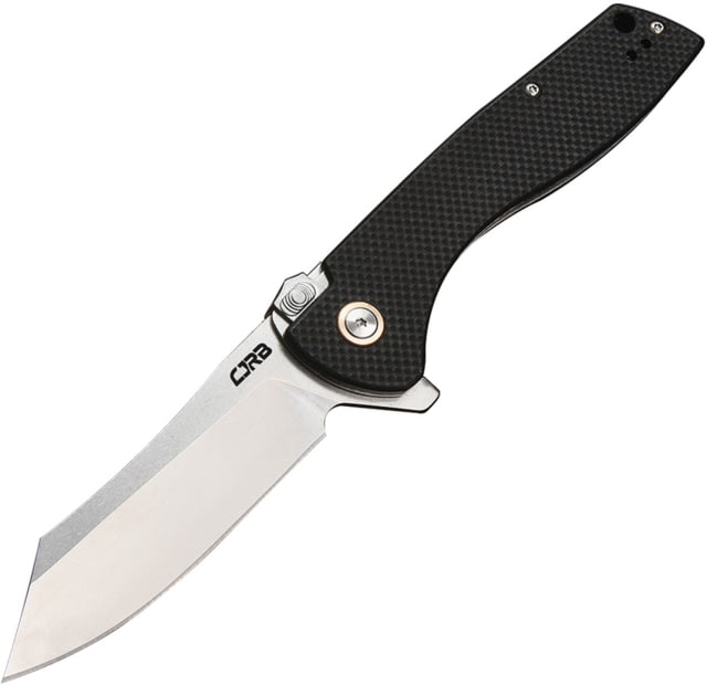 CJRB Kicker Recoil Lock Black Folding Knife 3.5" stonewash finish D2 tool steel blade Black textured G10 handle - Cjrb