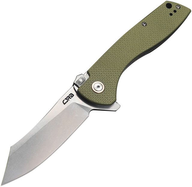 CJRB Kicker Recoil Lock Green Folding Knife 3.5" stonewash finish D2 tool steel blade Green G10 handle - Cjrb