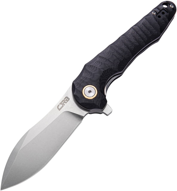 CJRB Mangrove Linerlock Black Folding Knife 3.5" stonewash finish D2 tool steel blade Black sculpted G10 handle - Cjrb