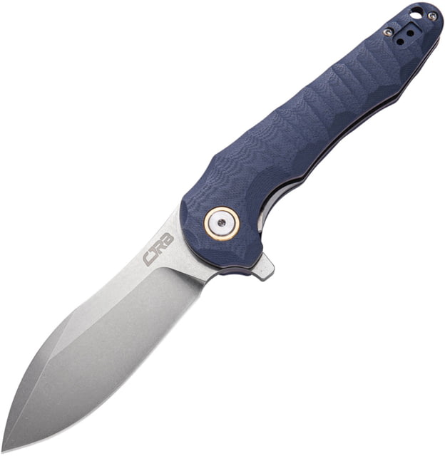 CJRB Mangrove Linerlock Blue/Gray Folding Knife 3.5" stonewash finish D2 tool steel blade Blue-Gray sculpted G10 handle - Cjrb