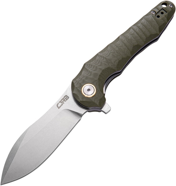 CJRB Mangrove Linerlock Green Folding Knife 3.5" stonewash finish D2 tool steel blade Green sculpted G10 handle - Cjrb