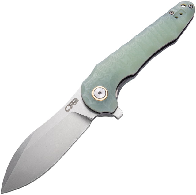 CJRB Mangrove Linerlock Jade Folding Knife 3.5" stonewash finish D2 tool steel blade Jade sculpted G10 handle - Cjrb