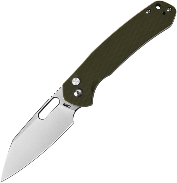 CJRB Pyrite Green G10 Folding Knife 4.25in Closed 3.13in Stonewash AR-RPM9 Wharncliffe Blade Green G10 Handle Nylon Case - Cjrb