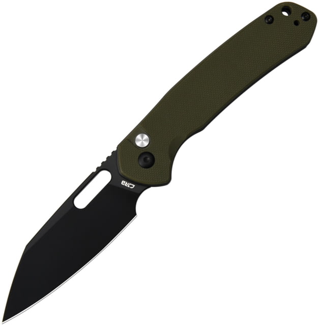 CJRB Pyrite PVD Green G10 Folding Knife 4.25in Closed 3.13in Black PVD AR-RPM9 Stainless Wharncliffe Blade Green G10 Handle Nylon Case - Cjrb