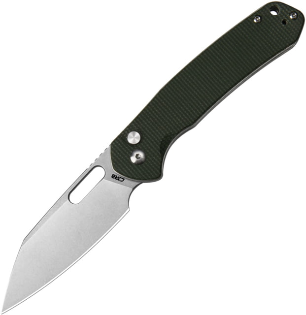 CJRB Pyrite Green Micarta Folding Knife 4.25in Closed 3.13in Stonewash AR-RPM9 Wharncliffe Blade Green Canvas Micarta Handle Nylon Case - Cjrb