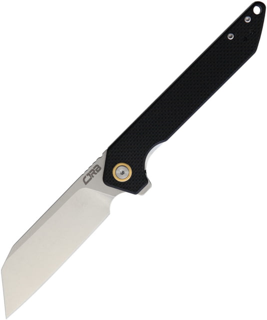 CJRB Rampart Linerlock Black Folding Knife 3.5" stonewash finish D2 tool steel blade Black G10 handle - Cjrb