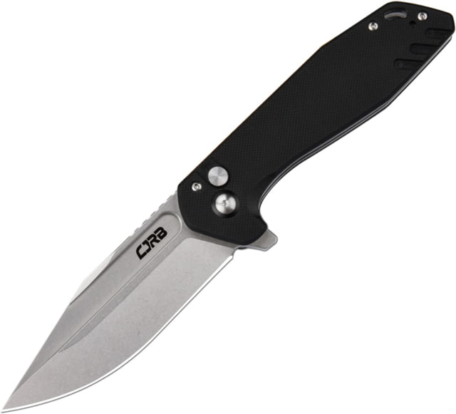 CJRB Riff SW Black Folding Knife 4.75in Closed 3.5in Stonewash AR-RPM9 Stainless Steel Blade Black G10 Handle Nylon Case - Cjrb
