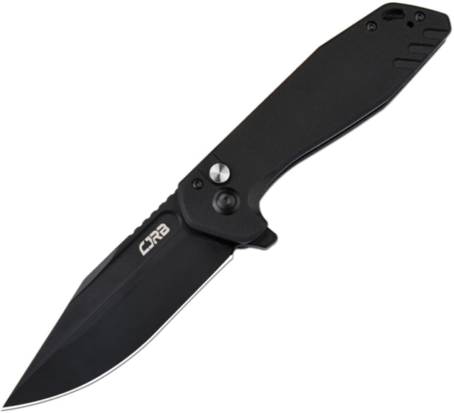 CJRB Riff PVD Black Folding Knife 4.75in Closed 3.5in Black PVD Coated AR-RPM9 Stainless Steel Blade Black G10 Handle Nylon Case - Cjrb