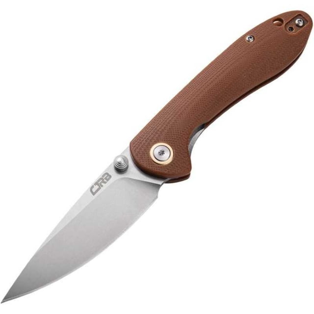 CJRB Small Feldspar Linerlock Brown Folding Knife 3" stonewash finish D2 tool steel blade Brown G10 handle - Cjrb