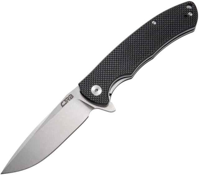 CJRB Taiga Linerlock Black D2 Folding Knife 3.75" stonewash finish D2 tool steel blade Black textured G10 handle - Cjrb