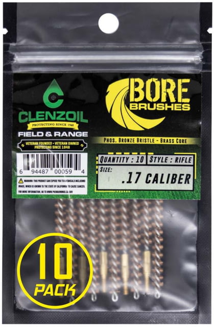 Clenzoil Bronze Bore Brushes 17 Cal Rifle - 10 Count - Clenzoil