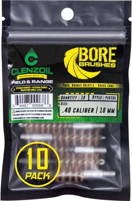 Clenzoil Bronze Bore Brushes 40 Cal Pistol - 10 Count - Clenzoil