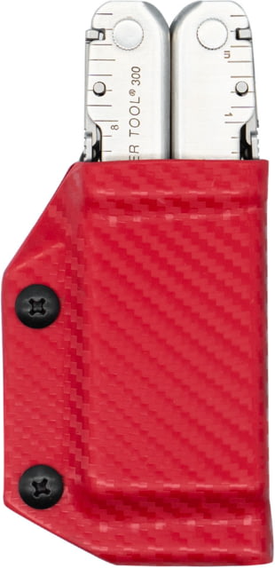 Clip & Carry Kydex Sheath for the Leatherman Supertool 300 Carbon Fiber Red - Clip & Carry
