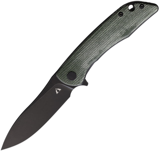 CMB Made Knives Blaze Folding Knife 4in Closed 3in Black D2 Tool Steel Blade Green Micarta Handle Nylon Sheath - Cmb Made Knives