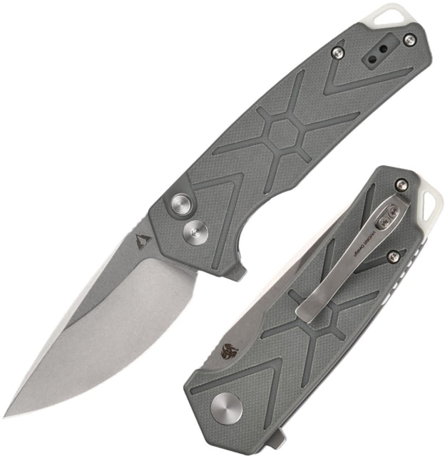 CMB Made Knives Gray G10 Folding Knife 4in Closed 3in Stonewash 14C28N Sandvik SS Blade Gray G10 Handle Nylon Case - Cmb Made Knives