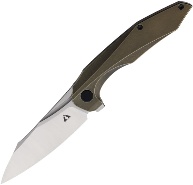 CMB Made Knives Dagon Folding Knife 4.75in Closed 3.5in Satin Bohler M390 Stainless Blade Bronze Stonewash Titanium Handle Nylon Sheath - Cmb Made Knives