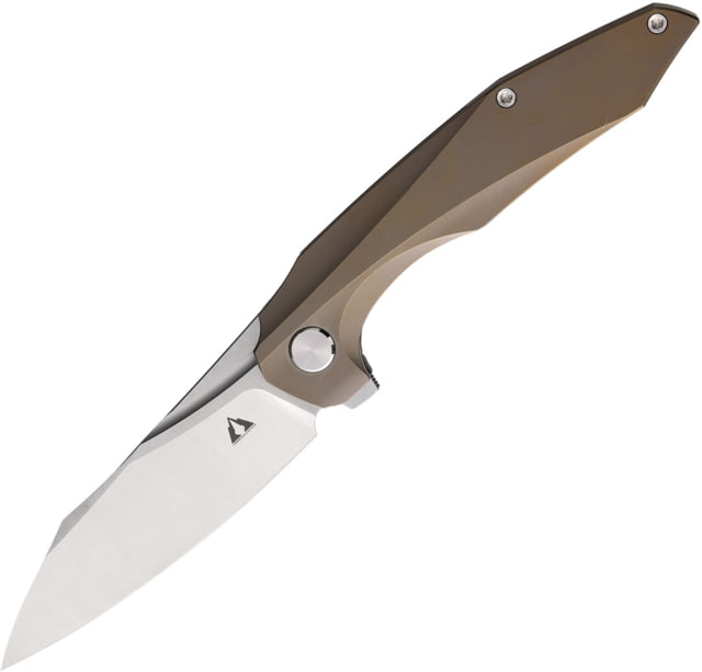 CMB Made Knives Dagon Folding Knife 4.75in Closed 3.5in Satin Bohler M390 Stainless Blade Bronze Anodized Titanium Handle Nylon Sheath - Cmb Made Knives