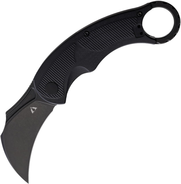CMB Made Knives Falcon Folding Knife 4.63in Closed 2.75in Black Stonewash AUS-10A Stainless Karambit Blade Black G10 Handle Nylon Sheath - Cmb Made Knives