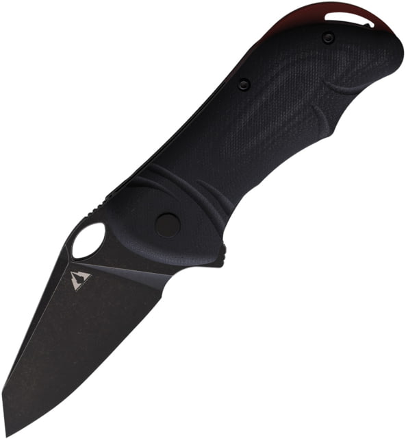 CMB Made Knives Hippo D2 Folding Knife 4.25in Closed 3in Black Stonewash D2 Tool Steel Blade Black G10 Handle Synthetic Sheath - Cmb Made Knives