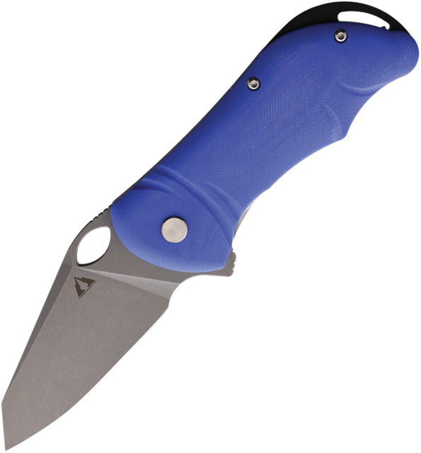 CMB Made Knives Hippo D2 Folding Knife 4.25in Closed 3in Stonewash D2 Tool Steel Blade Blue G10 Handle Synthetic Sheath - Cmb Made Knives