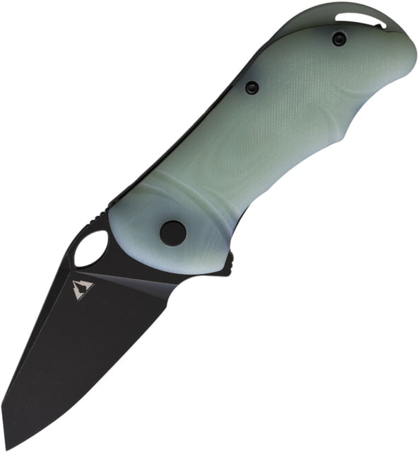 CMB Made Knives Hippo D2 Folding Knife 4.25in Closed 3in Black Stonewash D2 Tool Steel Blade Jade G10 Handle Synthetic Sheath - Cmb Made Knives
