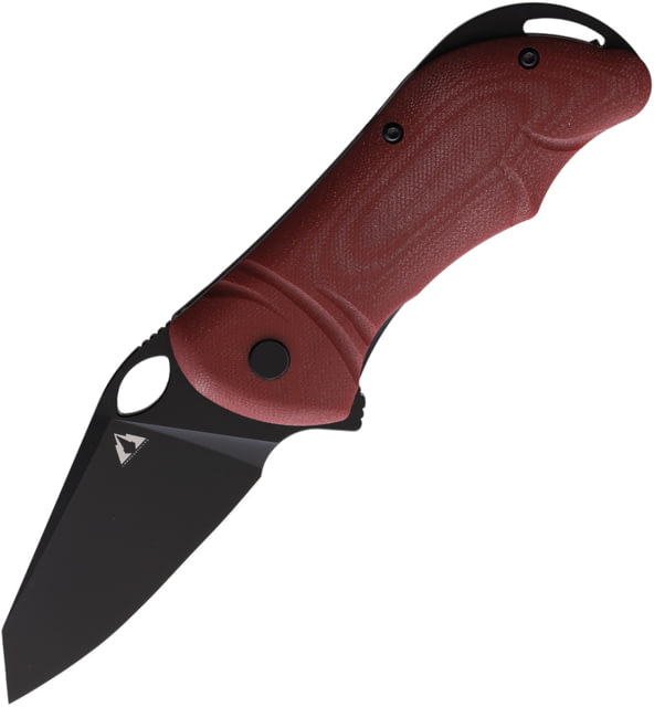 CMB Made Knives Hippo D2 Folding Knife 4.25in Closed 3in Black Stonewash D2 Tool Steel Blade Red G10 Handle Synthetic Sheath - Cmb Made Knives