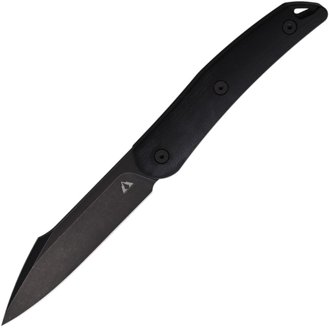 CMB Made Knives Kisame Fixed Blade Knife 7.5in Overall 3.5in Stonewash 14C28N Sandvik Blade Black G10 Handle Leather Sheath - Cmb Made Knives