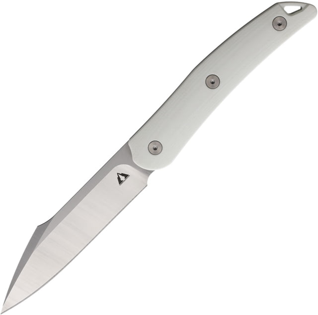 CMB Made Knives Kisame Fixed Blade Knife 7.5in Overall 3.5in Satin 14C28N Sandvik Blade White G10 Handle Leather Sheath - Cmb Made Knives