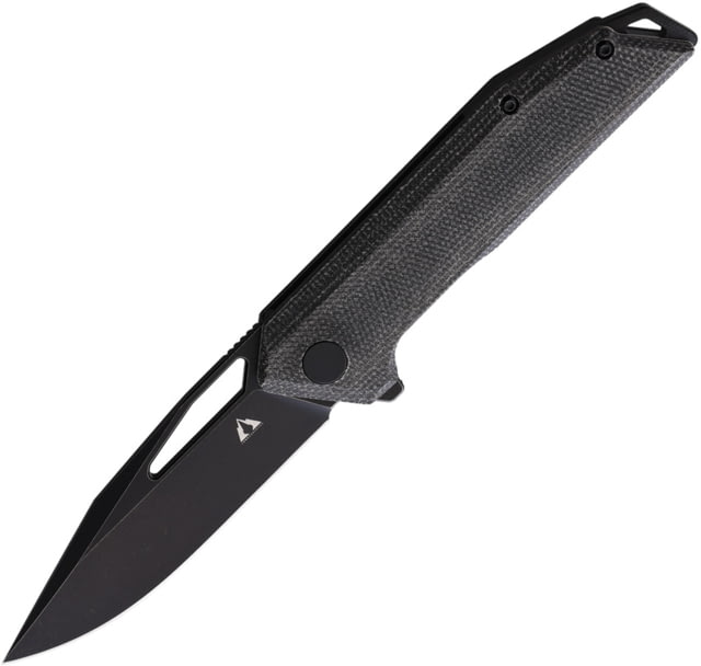 CMB Made Knives Lurker Folding Knife 5in Closed 3.5in Black Stonewash D2 Tool Steel Blade Black Canvas Micarta Handle Nylon Sheath - Cmb Made Knives