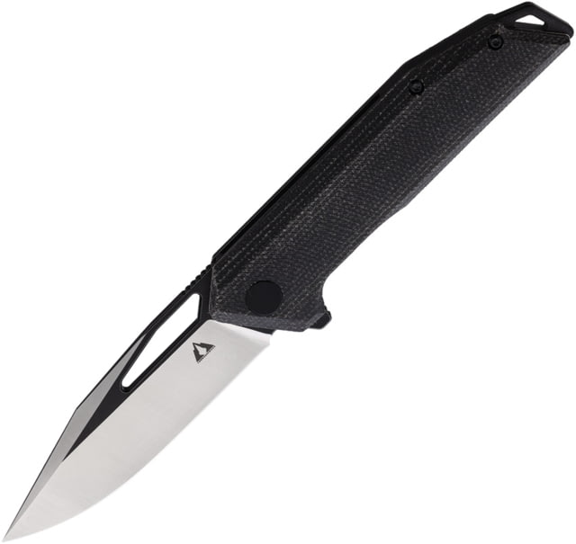 CMB Made Knives Lurker Folding Knife 5in Closed 3.5in Black Stonewash/Satin D2 Tool Steel Blade Black Canvas Micarta Handle Nylon Sheath - Cmb Made Knives