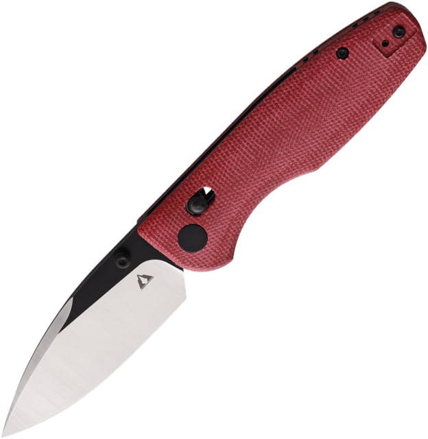 CMB Made Knives Predator Axis Lock Folding Knife 4.5in Closed 3.5in Black Stonewash/Satin 14C28N Sandvik Stainless Blade Red Micarta Handle Nylon - Cmb Made Knives