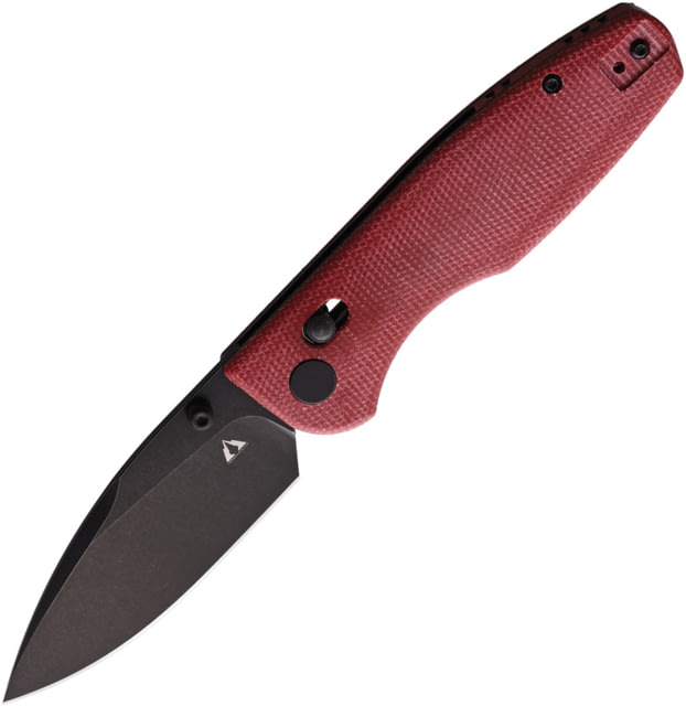CMB Made Knives Predator Axis Lock Folding Knife 4.5in Closed 3.5in Black Stonewash D2 Tool Steel Blade Red Micarta Handle Nylon Sheath - Cmb Made Knives