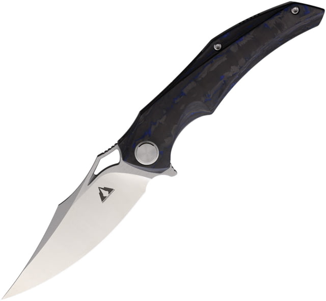 CMB Made Knives Prowler Folding Knife 4.75in Closed Bohler M390 3.75in Satin Blade Black/Blue Carbon Fiber Handle Nylon Sheath - Cmb Made Knives