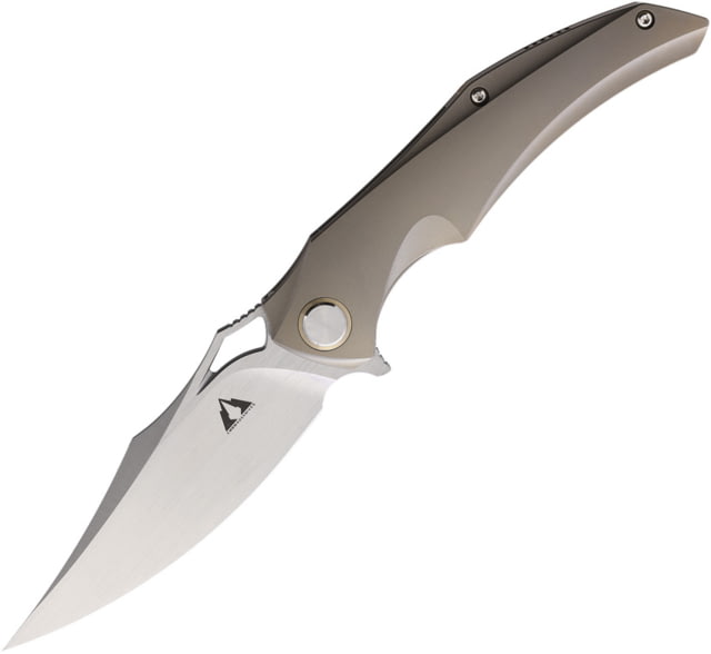 CMB Made Knives Prowler Folding Knife 4.75in Closed Bohler M390 3.75in Satin Blade Gray Titanium Handle Nylon Sheath - Cmb Made Knives