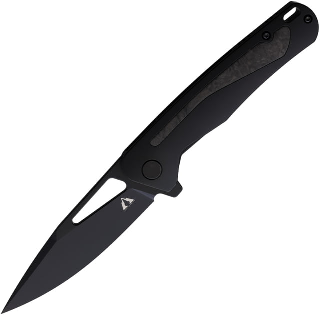CMB Made Knives Spear Folding Knife 4.75in Closed 3.75in Black Coated CPM S35VN Stainless Blade Black Titanium Handle Synthetic Sheath - Cmb Made Knives