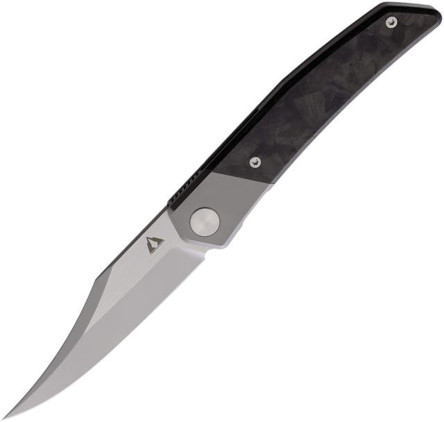 CMB Made Knives Zetsu Folding Knife 4.5in Closed 3.5in Sand Blast Bohler M390 Stainless Curved Blade Carbon Fiber Handle Nylon Sheath - Cmb Made Knives