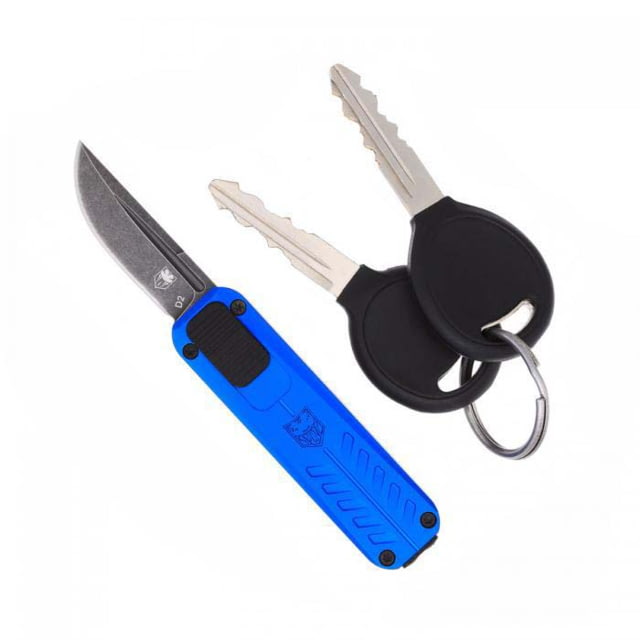 CobraTec Knives 928SB California OTF Automatic Folding Knife 1.75in D2 Steel Drop Point Plain Blade 6061-T6 Aluminum Blue Anodized Handle - Cobratec Knives