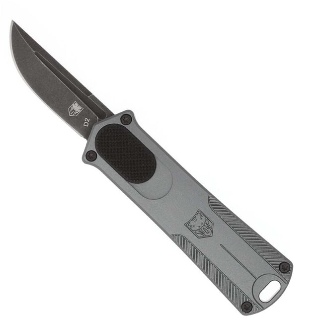 CobraTec Knives California 952 OTF Automatic Folding Knife 1.75in Stonewashed D2 Steel Non-Serrated Drop Blade Grey Handle - Cobratec Knives