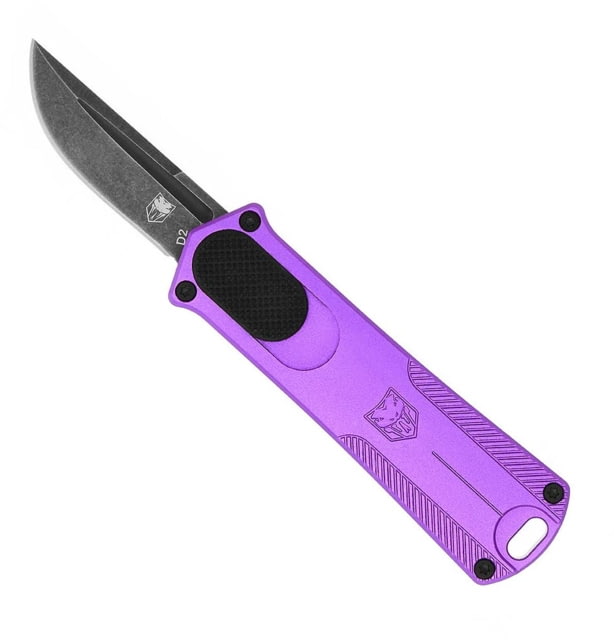 CobraTec Knives California 952 OTF Automatic Folding Knife 1.75in Stonewashed D2 Steel Non-Serrated Drop Blade Purple Handle - Cobratec Knives